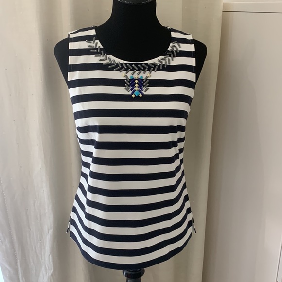 JCrew NWOT Embellished Striped Top size S - Picture 3 of 15